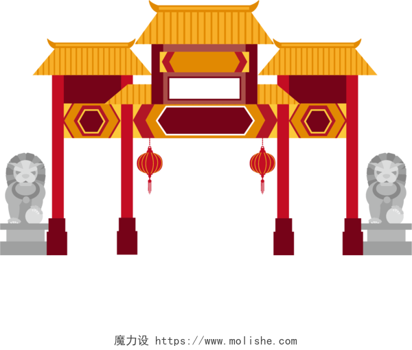   复古风格中国古建筑设计牌坊
